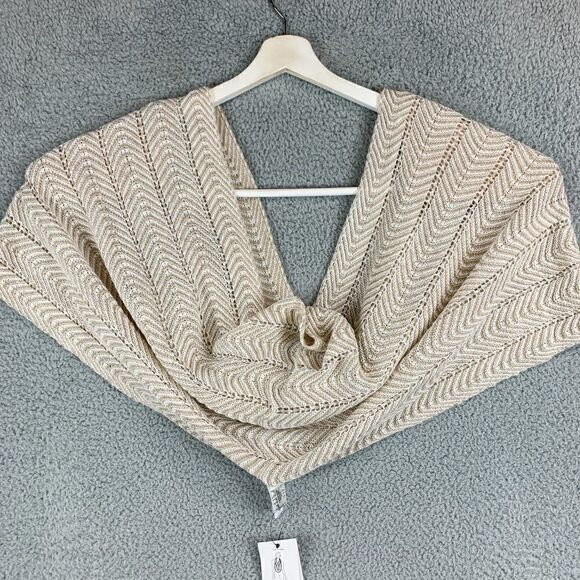 Calvin Klein Infinity Loop Scarf Tan Almond‎ NEW Acrylic Lightweight Chevron NWT - Picture 1 of 9